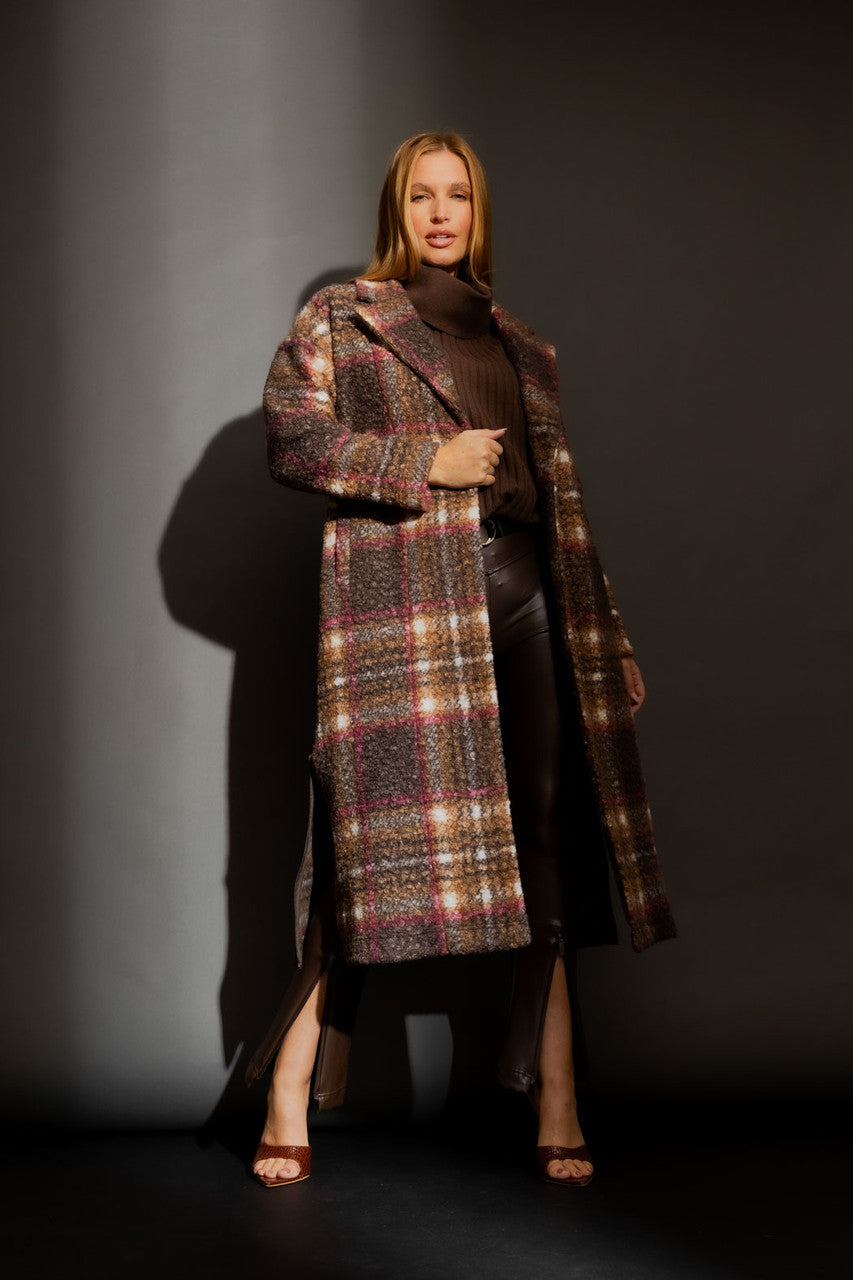 Berry/Tan Zip Coat