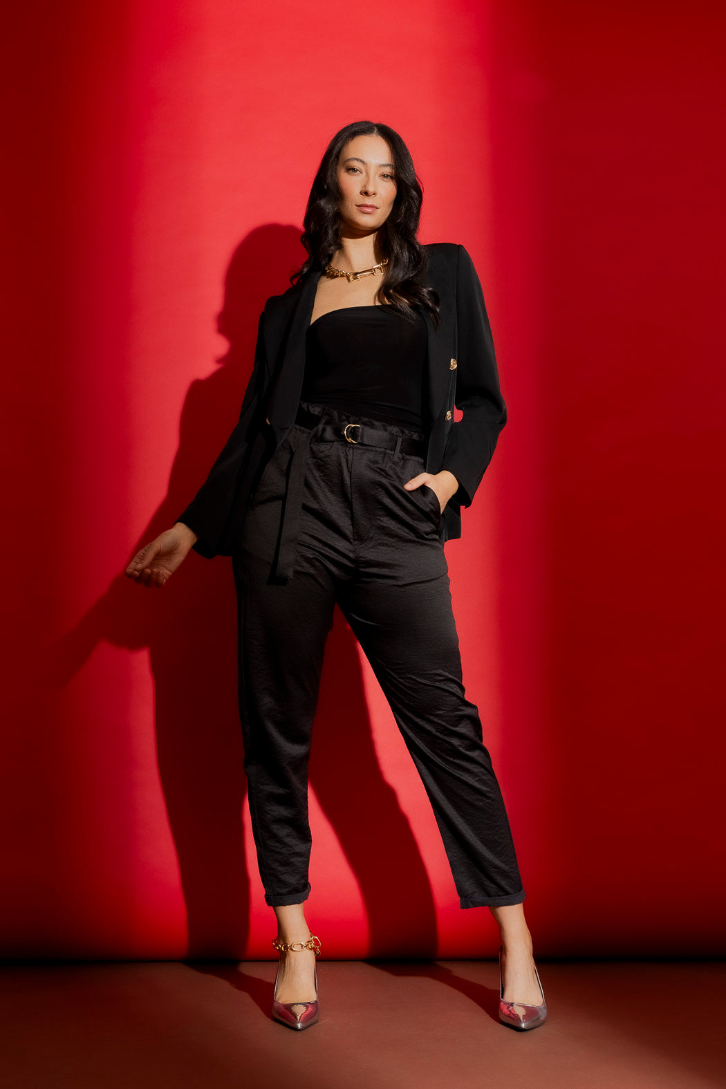 Black Paperbag Pant