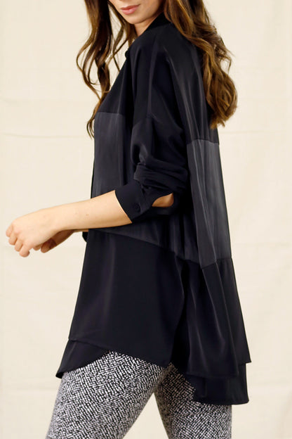Black Soft Touch Splice Shirt - SALE