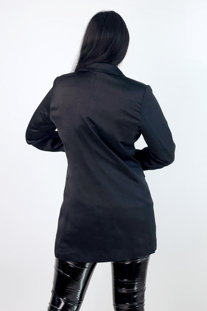 Black Satin Zippy Blazer - SALE