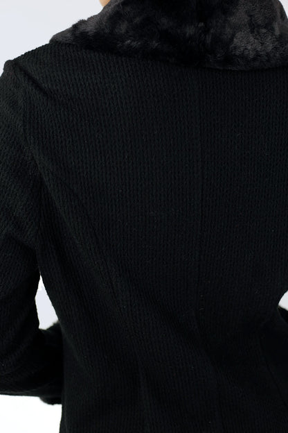 Black Cable Fur Jacket - SALE