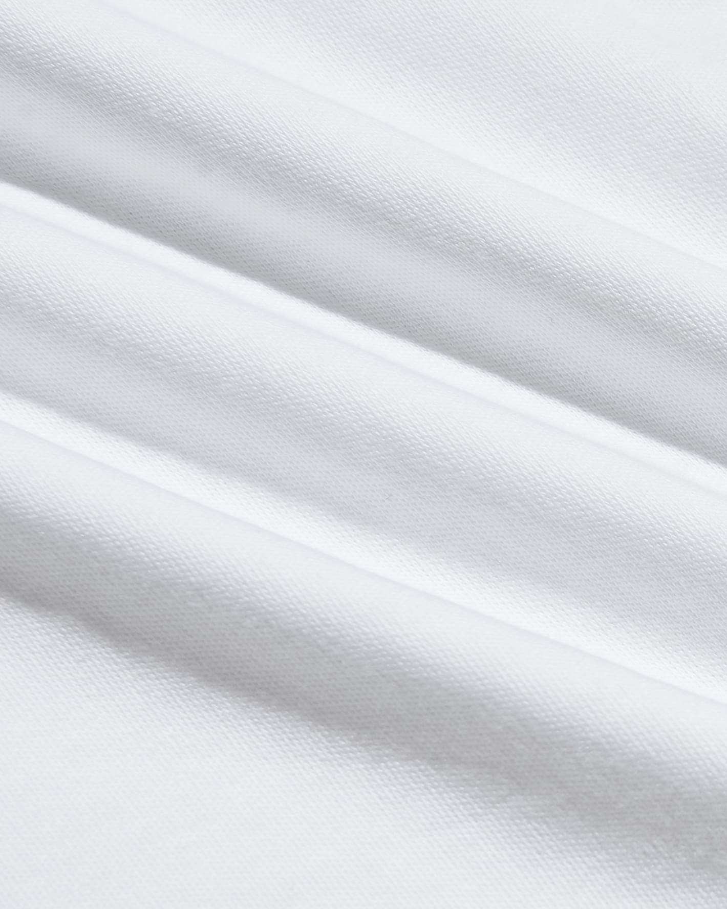 White Pima Cotton Blend Curved Hem Crew