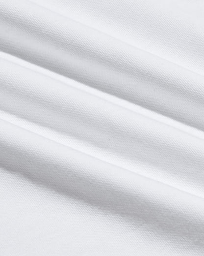 White Pima Cotton Blend Curved Hem Crew