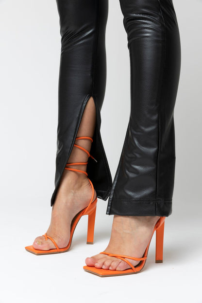 Black Coated Croc Split Miracle Pant