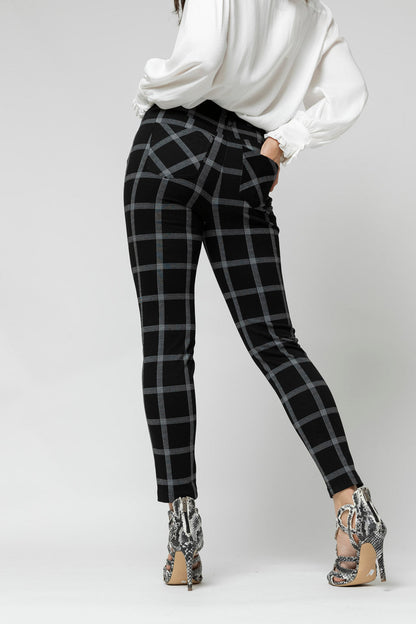 Black Check Jacquard Slim Pant- Sale