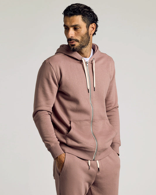 Slate Mauve Fleece French Terry Zip Hoodie