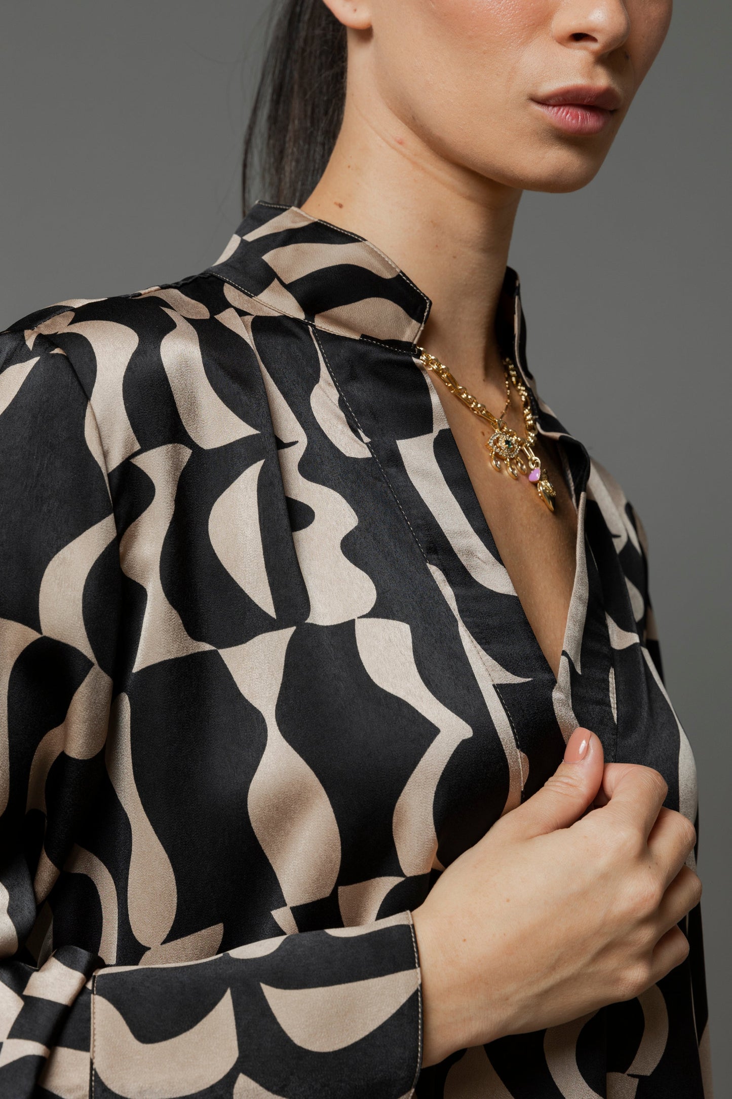 Black Taupe Abstract Blogger Shirt