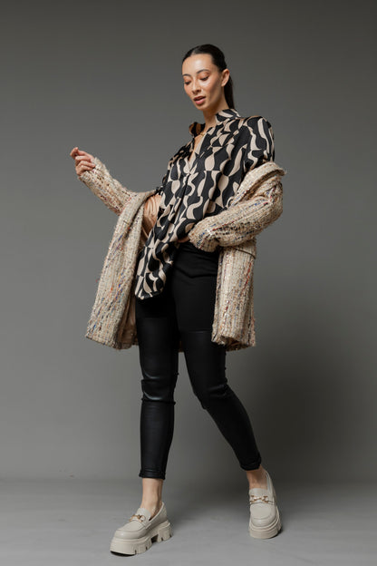 Black Taupe Abstract Blogger Shirt