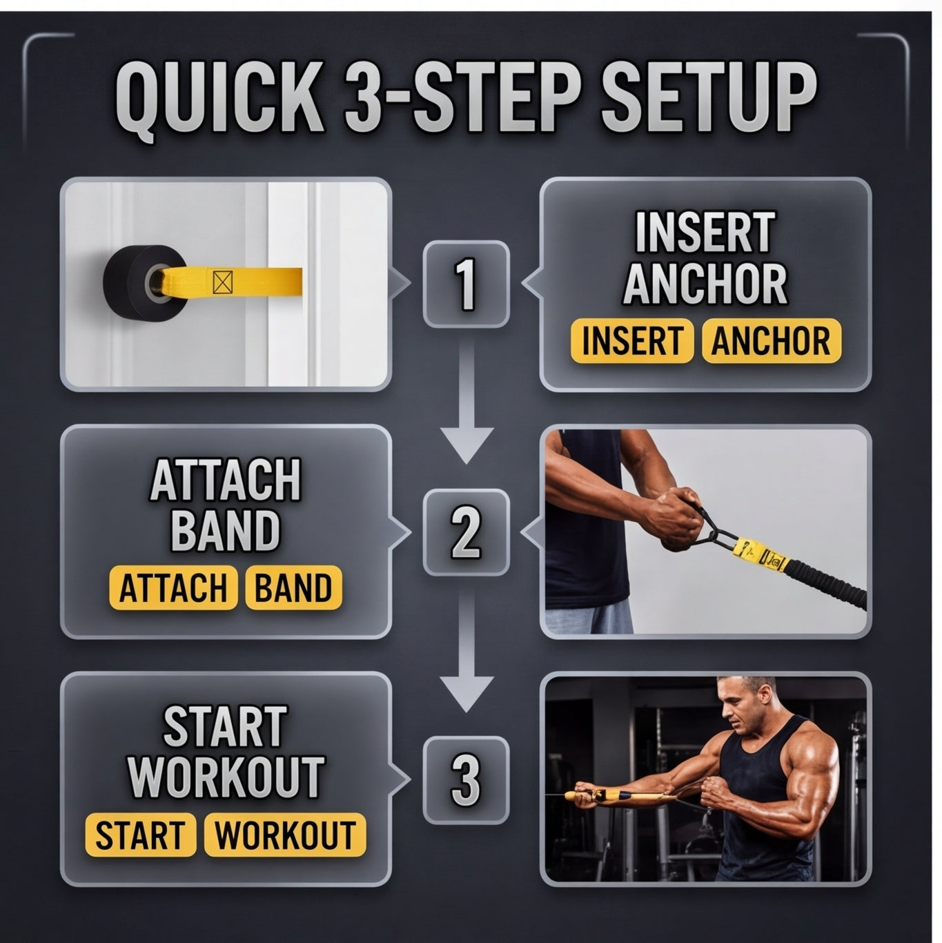 225LBS Heavy Duty Resistance Band Set with Handles – Portable Home Gym Workout Equipment for Full Body Training