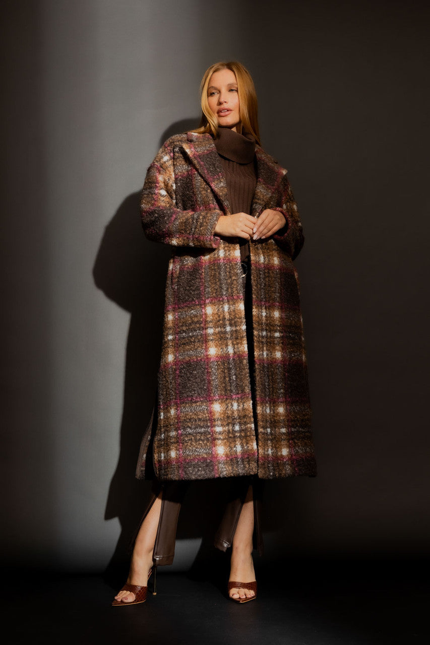 Berry/Tan Zip Coat
