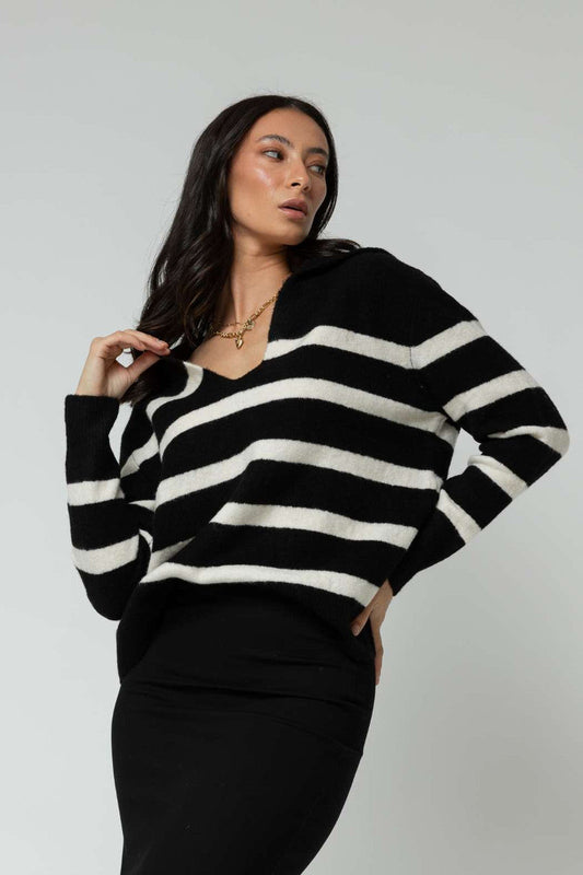 Black Ivory Chunky Stripe Knit