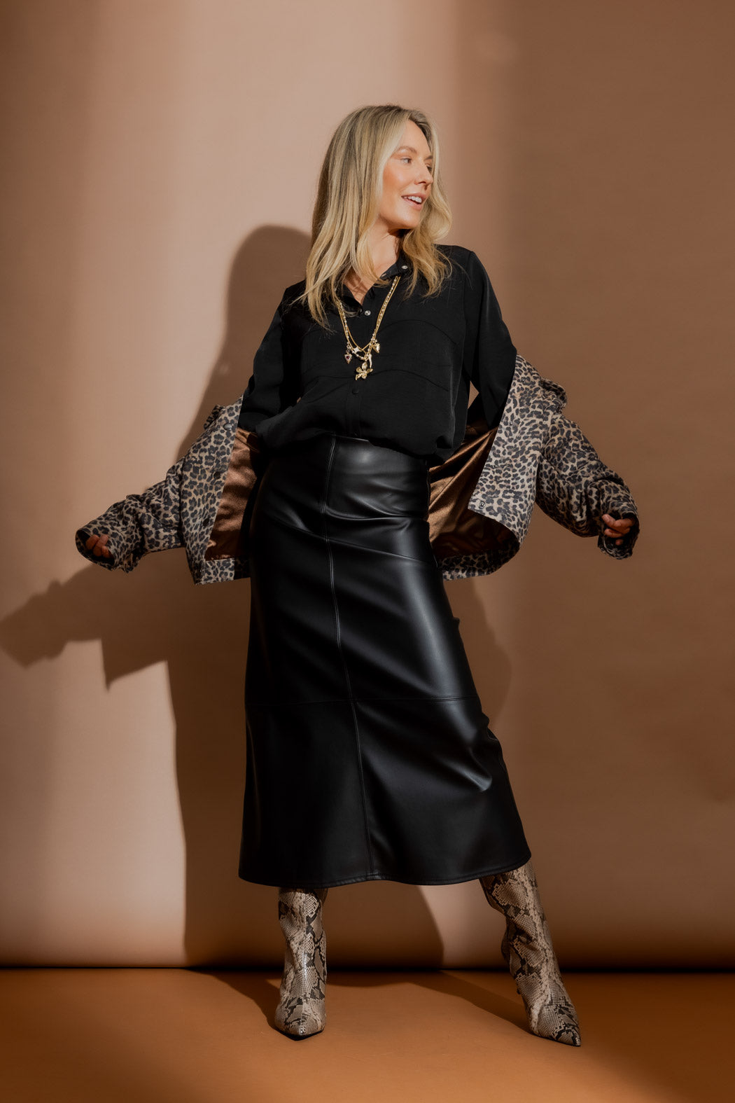 Black Faux Leather Skirt