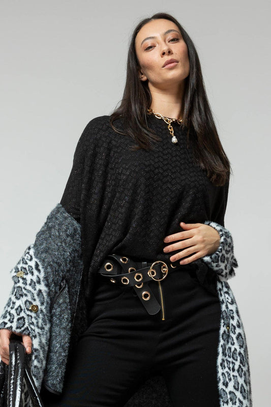 Black Lurex Crew Neck Jumper