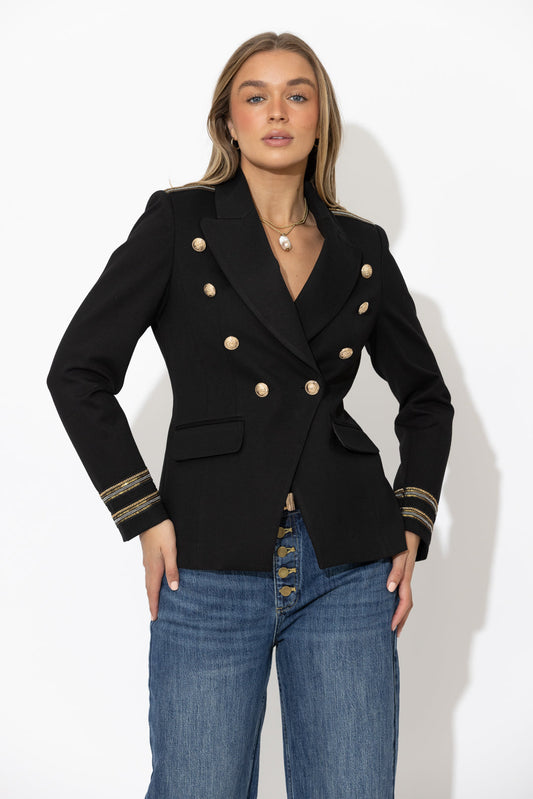 Black Ponte Sisca Military Blazer