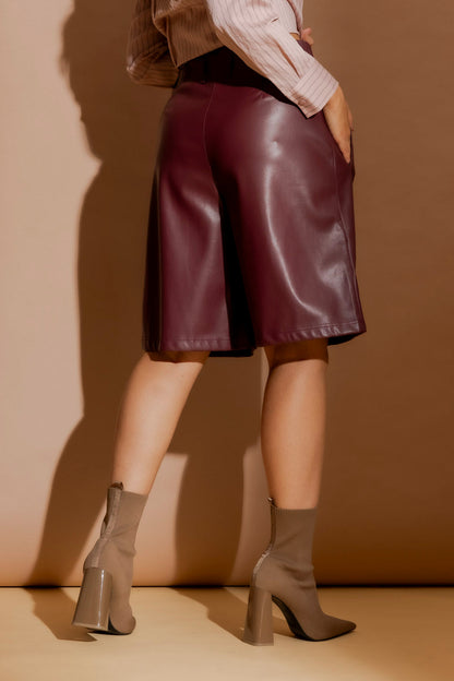Burgundy Pu Cleo Short