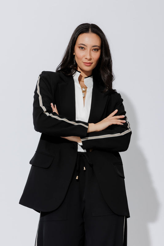 Black Stripe Boyfriend Blazer