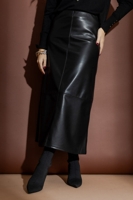 Black Faux Leather Skirt