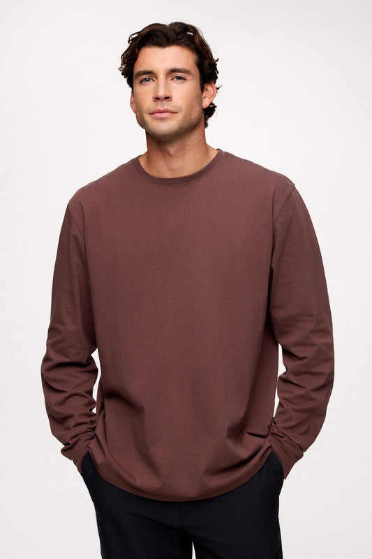 Vintage Cotton Men's Long Sleeve Everyday T-Shirt | Coffee