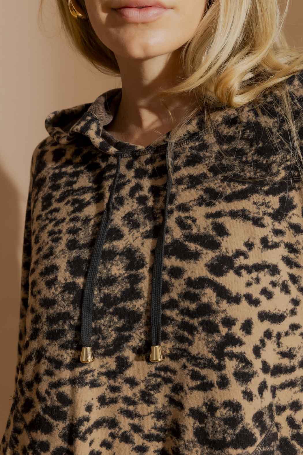 Beige Leopard Raglan Hoodie