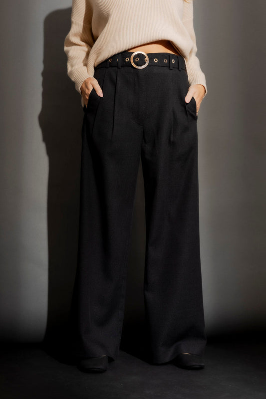 Black Textured Cleo Pant