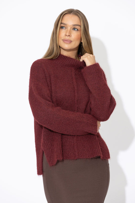 Burgundy Front Seam Jumper