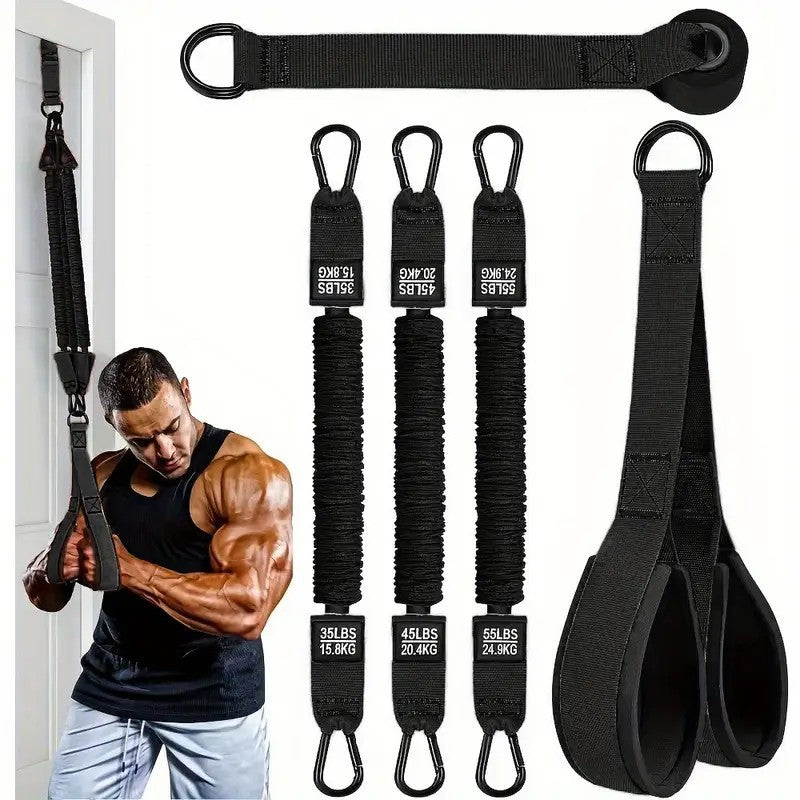 225LBS Heavy Duty Resistance Band Set with Handles – Portable Home Gym Workout Equipment for Full Body Training