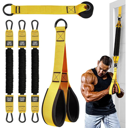 225LBS Heavy Duty Resistance Band Set with Handles – Portable Home Gym Workout Equipment for Full Body Training