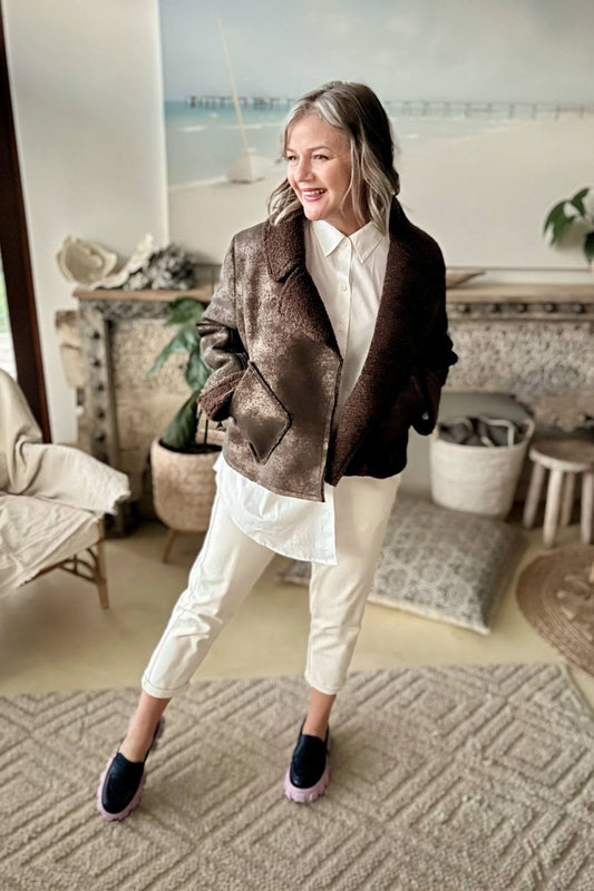 Brown Shearling Reversible Jacket
