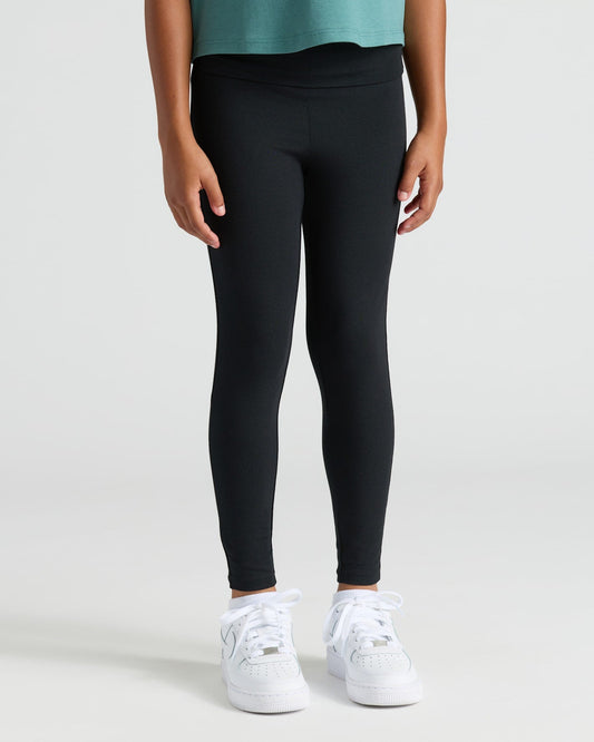 Girls Black Foldover Leggings