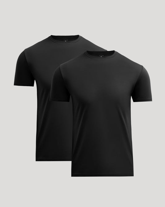 All Black Pima Cotton Blend Crew 2-Pack