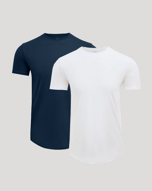 Pima Cotton Blend Curved Hem Crew 2-Pack