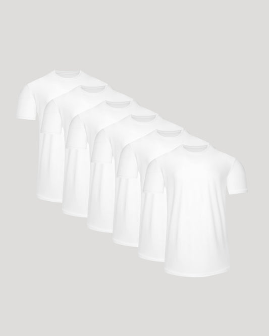 All White Active Curved Hem Crew 6-Pack