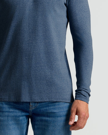 Heather Navy Classic Long Sleeve Crew Neck