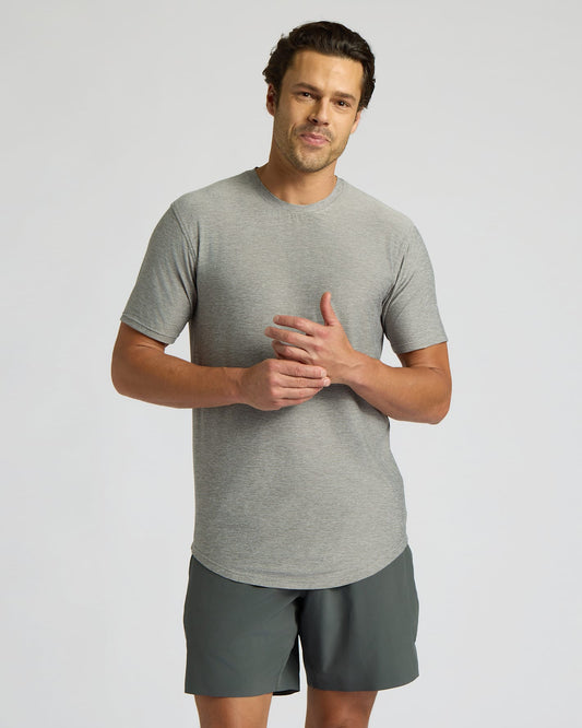 Heather Gray Active Curved Hem Crew