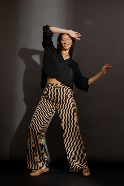 Beige/Black Wave Cleo Pant Beige/Black Wave
