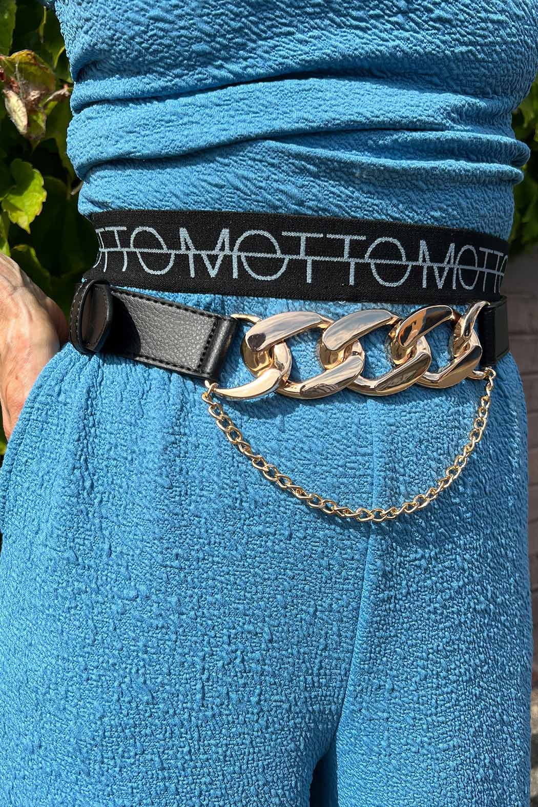 Black Double Chain Belt Black S/M
