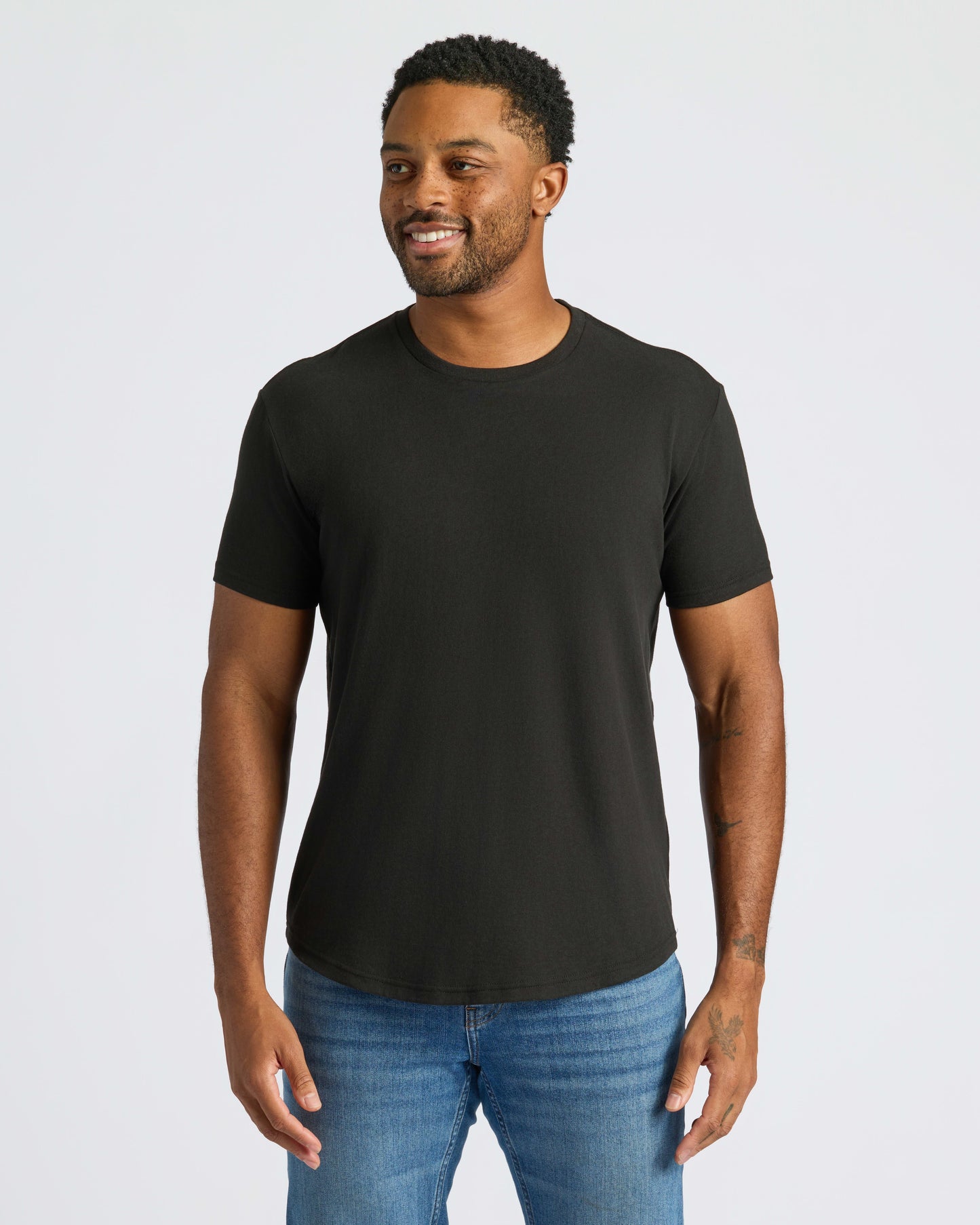 Black Curved Hem Classic Crew Neck 6-Pack
