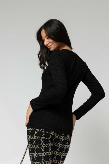 Black Sparkle Crew Top