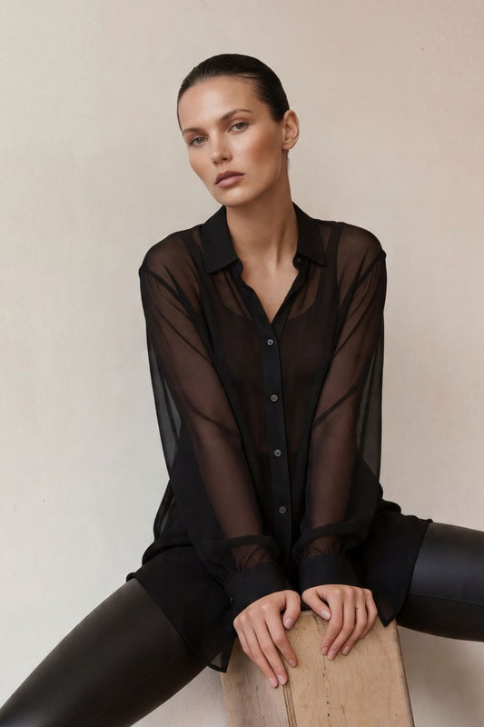 Black Viscose Charlie Shirt